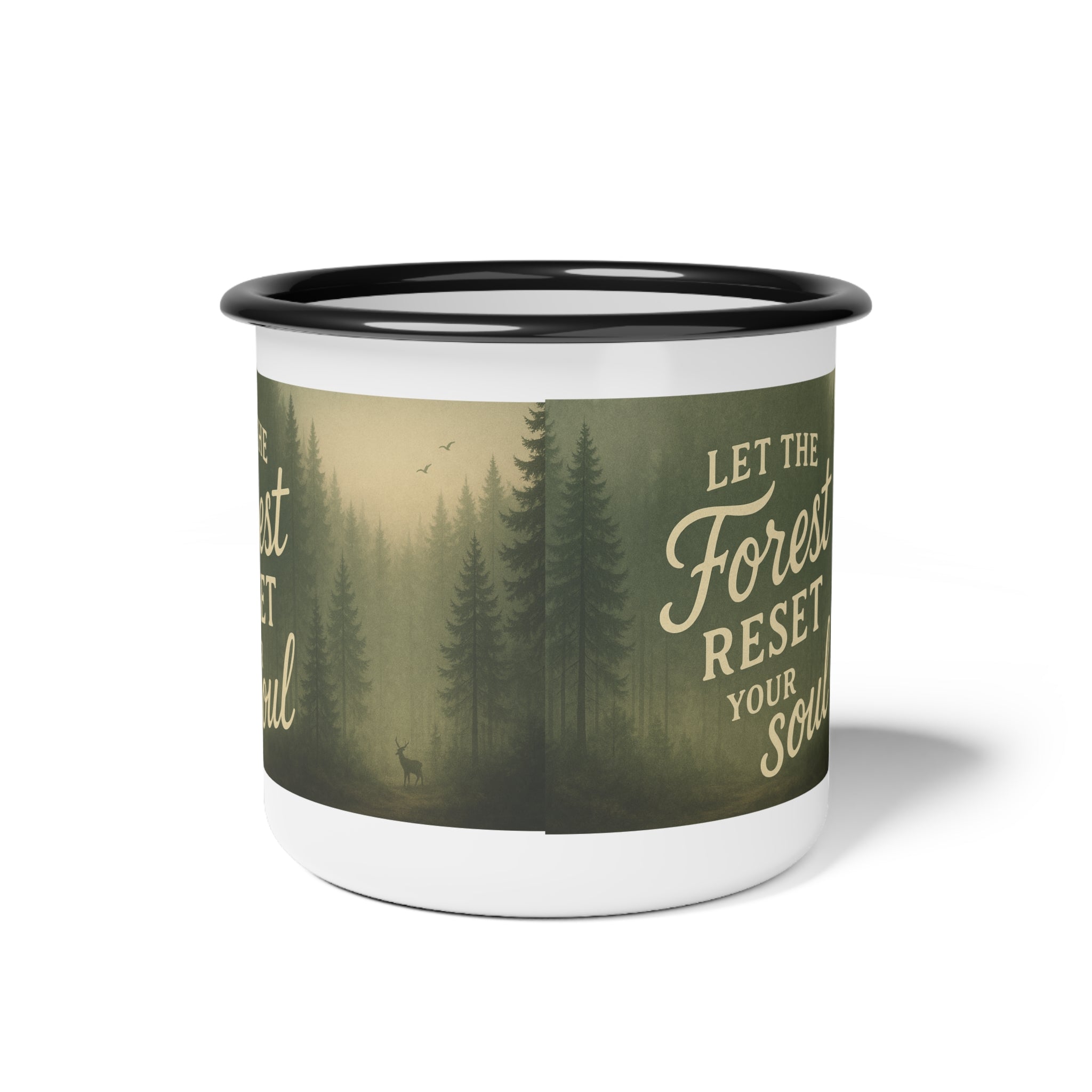 Let The Forest Reset Your Soul Enamel Rustic Camping Mug