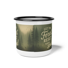 Let The Forest Reset Your Soul Enamel Rustic Camping Mug