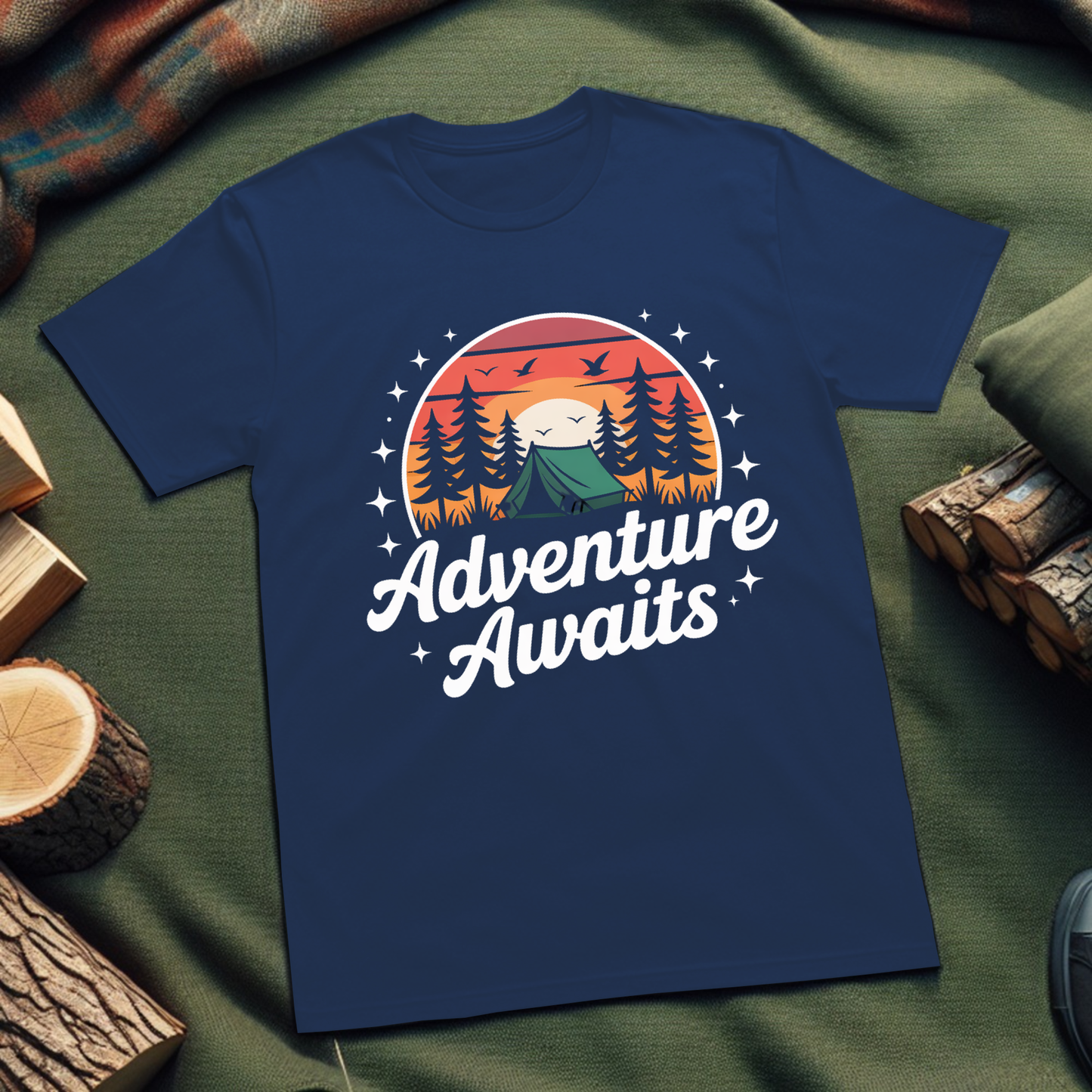 Adventure Awaits Unisex T-Shirt – Camping & Hiking Tee for Outdoor Enthusiasts