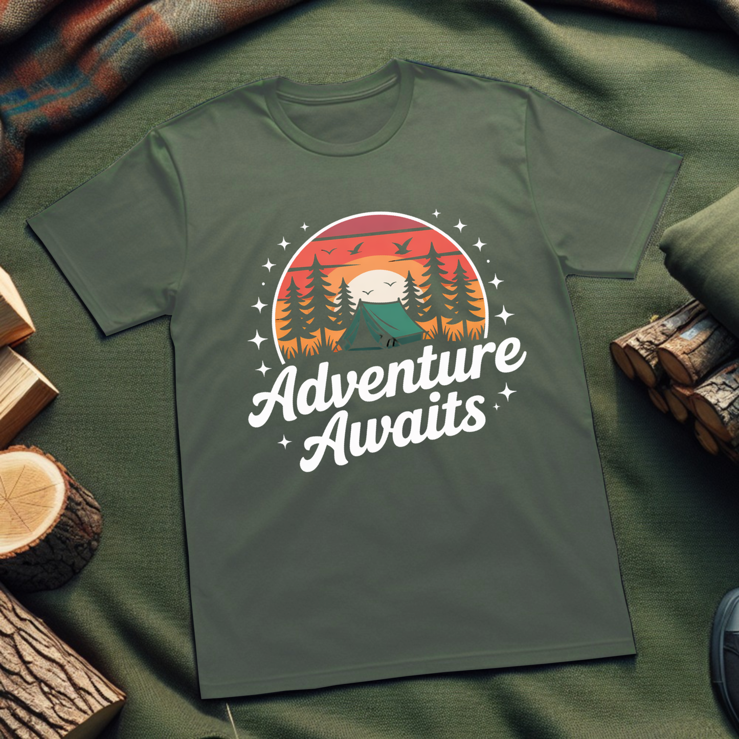 Adventure Awaits Unisex T-Shirt – Camping & Hiking Tee for Outdoor Enthusiasts