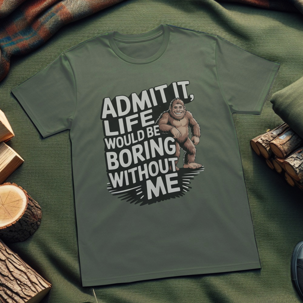 Admit It – Life Would Be Boring Without Me Sasquatch T-Shirt – Unisex Funny Bigfoot Tee
