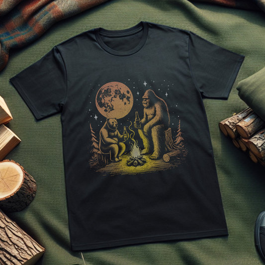 Bigfoot and Bear Beer Drinking T-Shirt