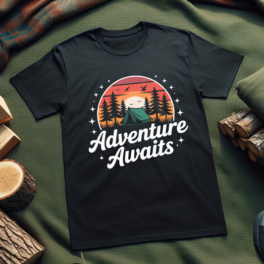 Adventure Awaits Unisex T-Shirt – Camping & Hiking Tee for Outdoor Enthusiasts