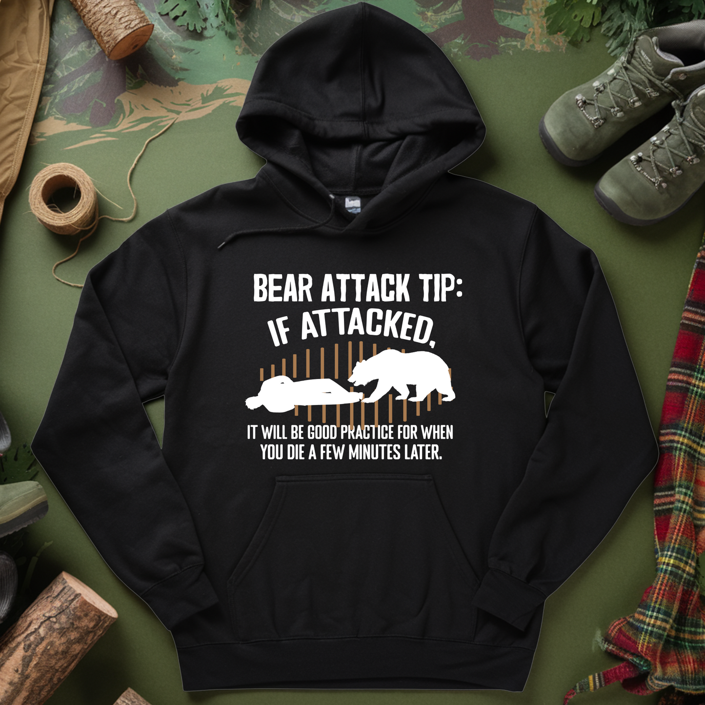 Bear Attack Tip Hooded Sweatshirt - Cozy and Unique Wildlife Design