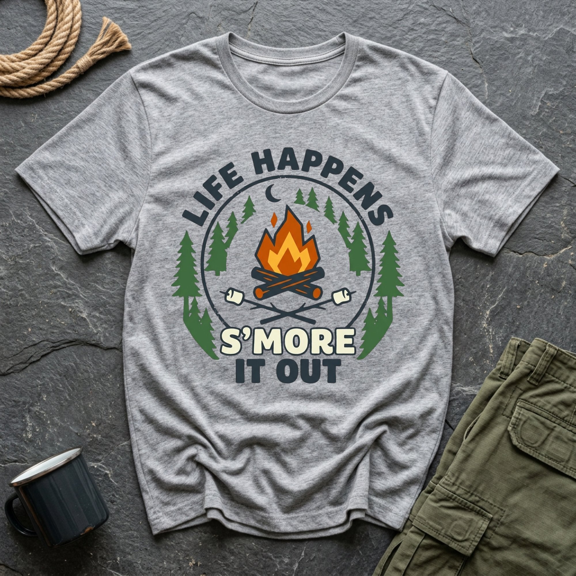 T-Shirt — Life Happens S'more It Out Campfire Graphic Tee
