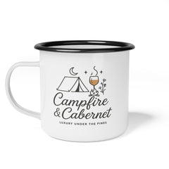 Campfire & Cabernet™ Enamel Mug – Glamping Edition