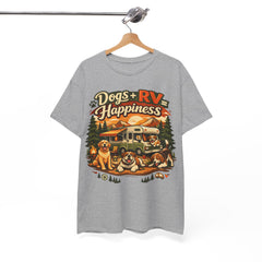 Dogs + RV Happiness Graphic Tee — Camping T‑Shirt for Dog Lovers