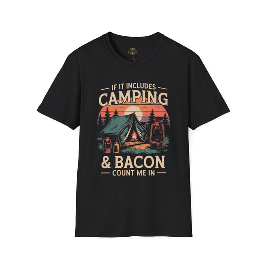 Camping & Bacon Graphic T-Shirt, Funny Camping Apparel