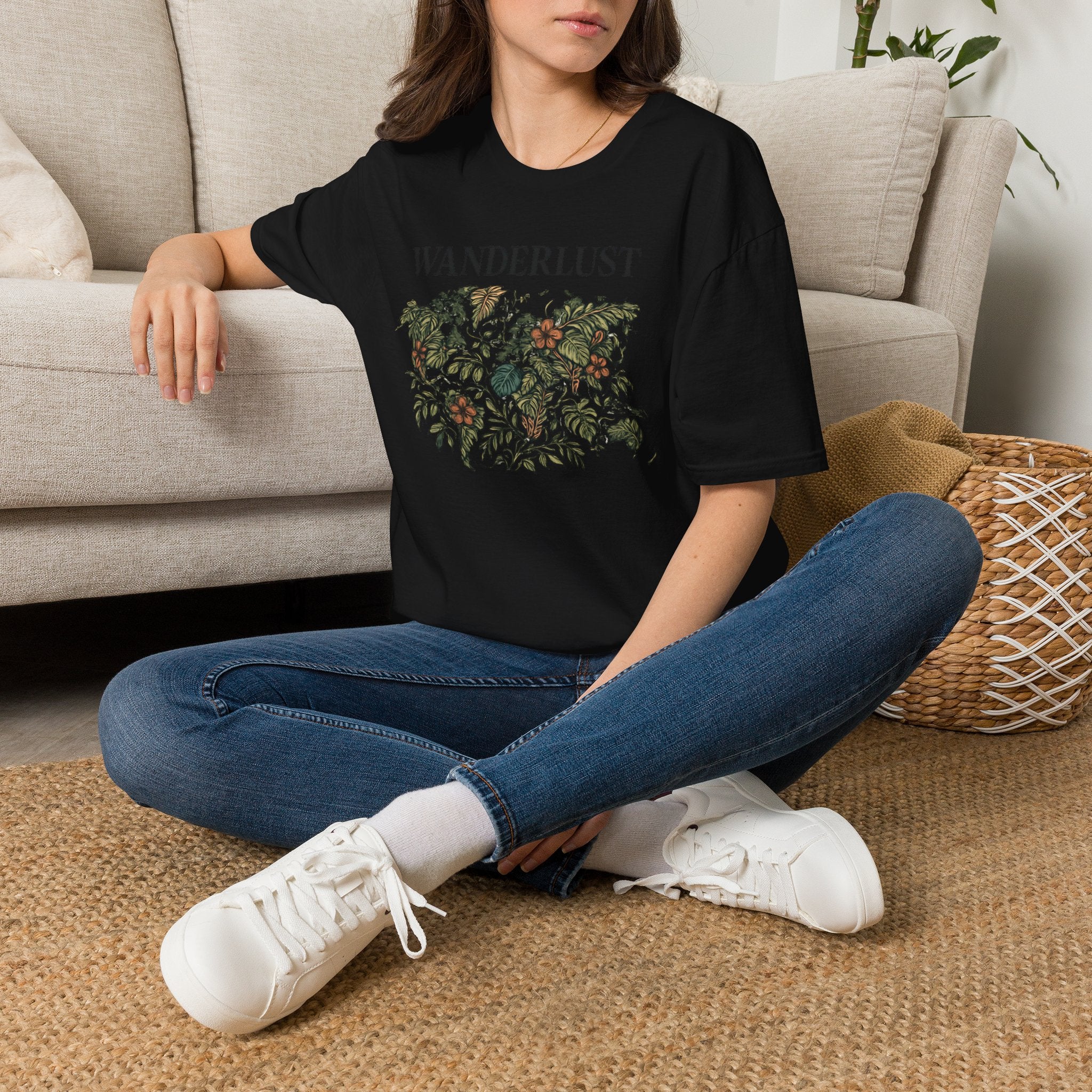 Lush Tropical Floral Scene T-Shirt