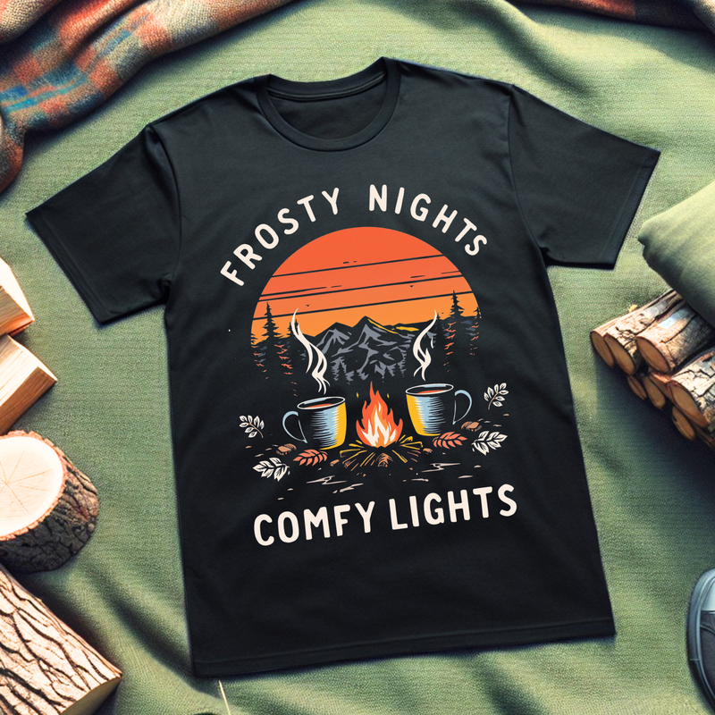 Frosty Nights & Comfy Lights – Retro Campfire Tee