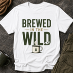 Brewed in the Wild T-Shirt — Rustic Coffee Lover Graphic Tee