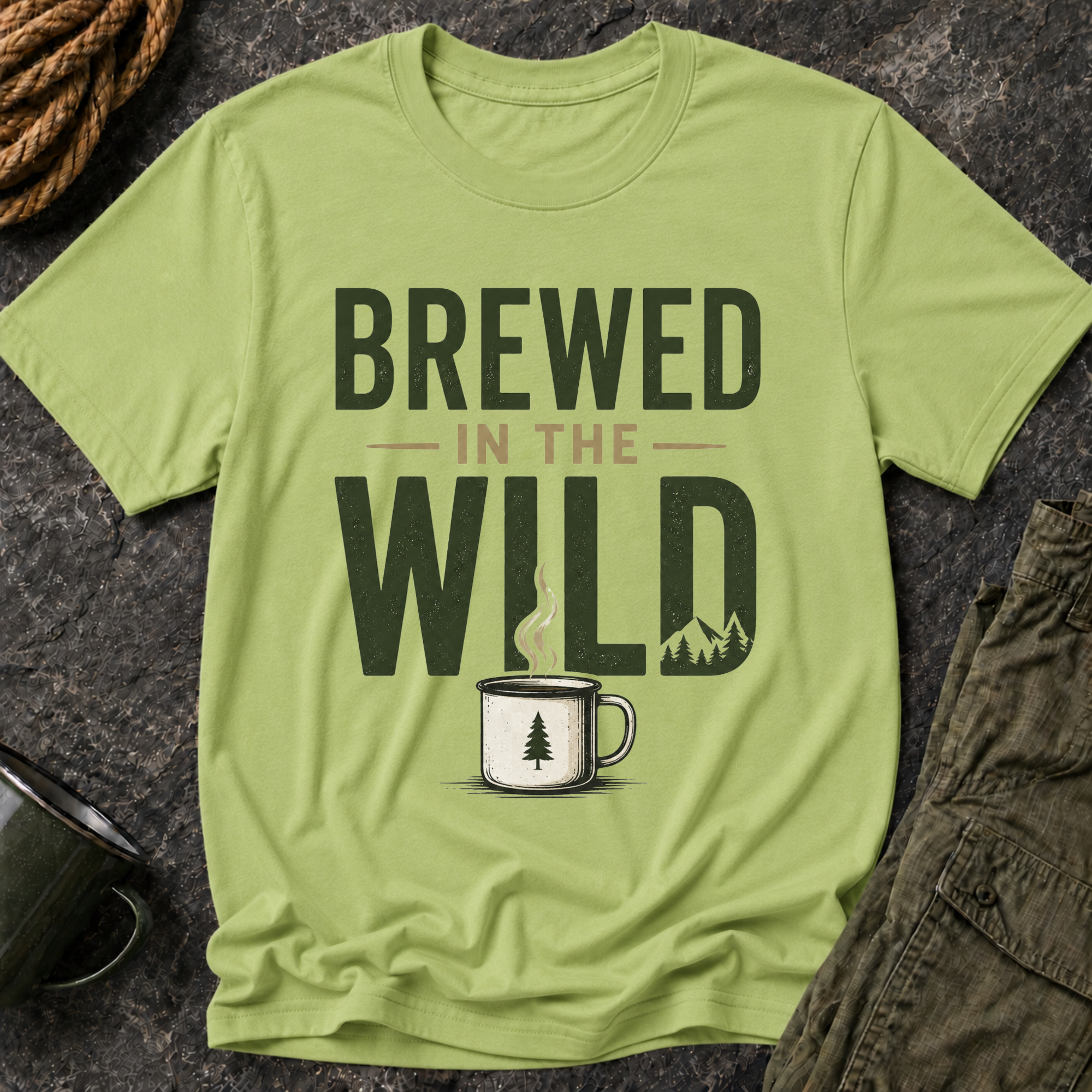 Brewed in the Wild T-Shirt — Rustic Coffee Lover Graphic Tee