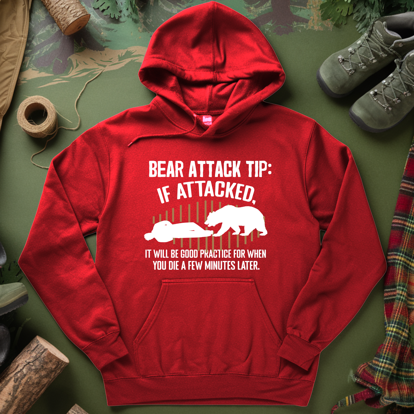 Bear Attack Tip Hooded Sweatshirt - Cozy and Unique Wildlife Design