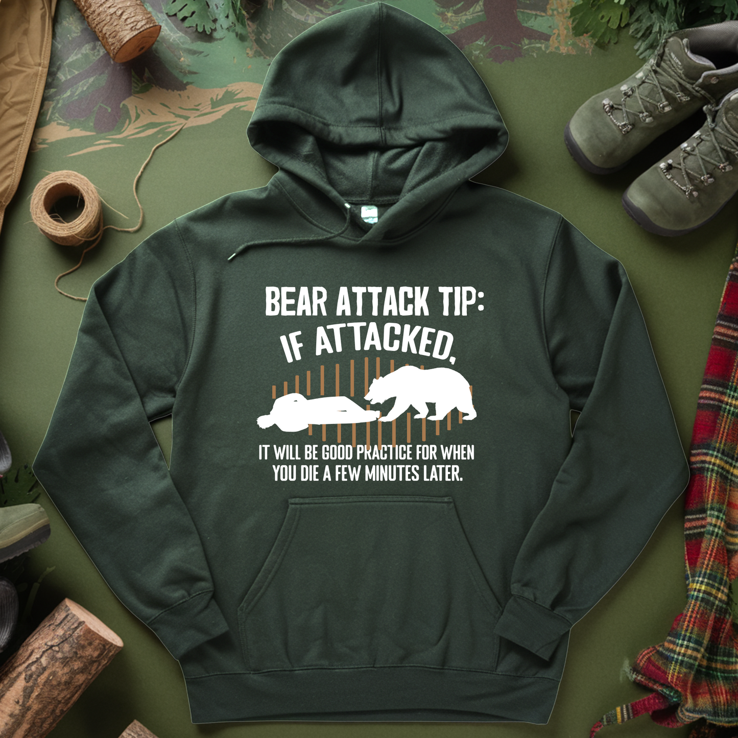 Bear Attack Tip Hooded Sweatshirt - Cozy and Unique Wildlife Design