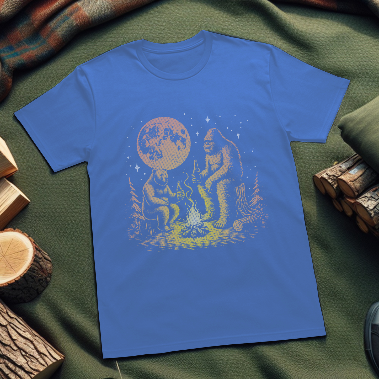 Bigfoot and Bear Beer Drinking T-Shirt