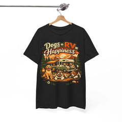 Dogs + RV Happiness Graphic Tee — Camping T‑Shirt for Dog Lovers