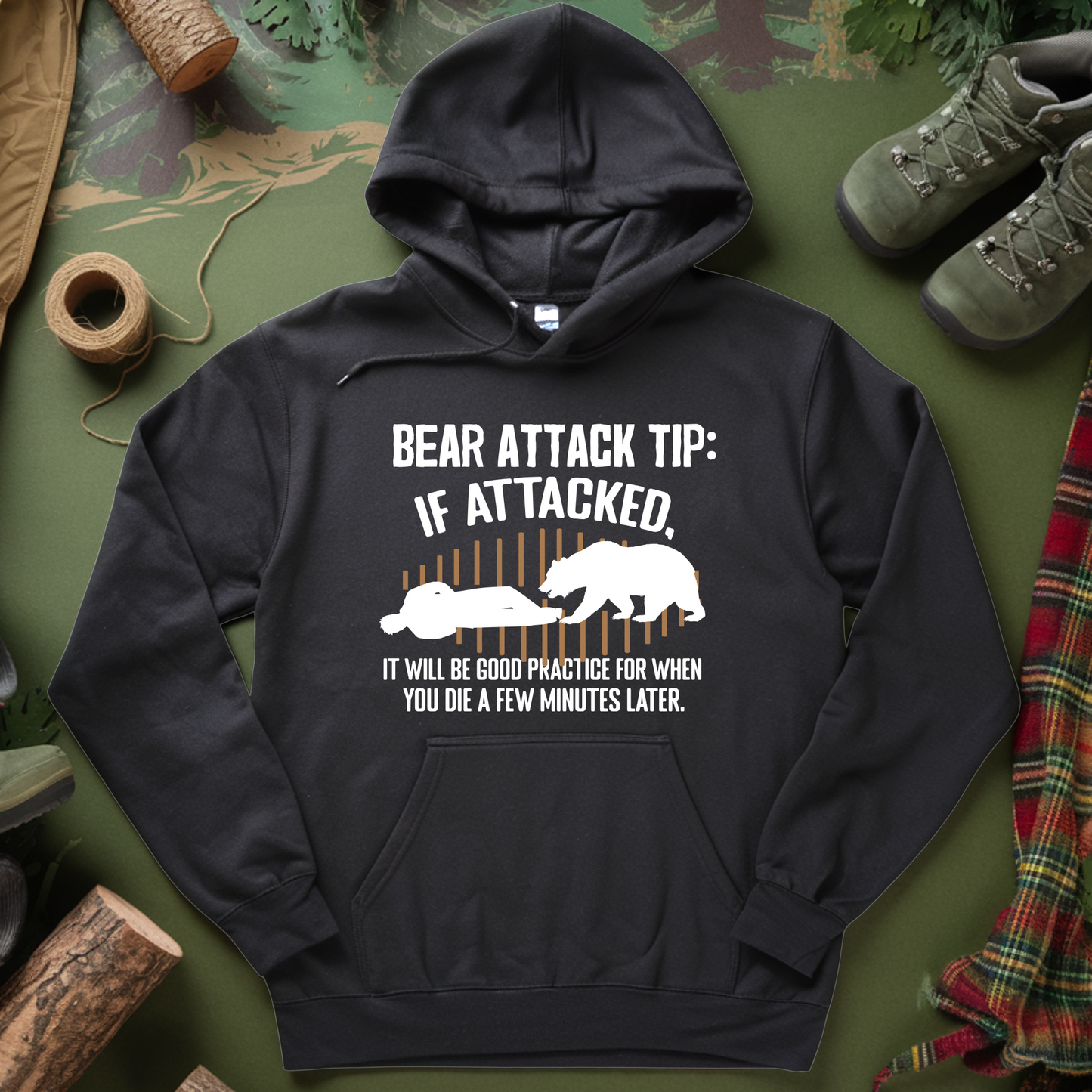 Bear Attack Tip Hooded Sweatshirt - Cozy and Unique Wildlife Design