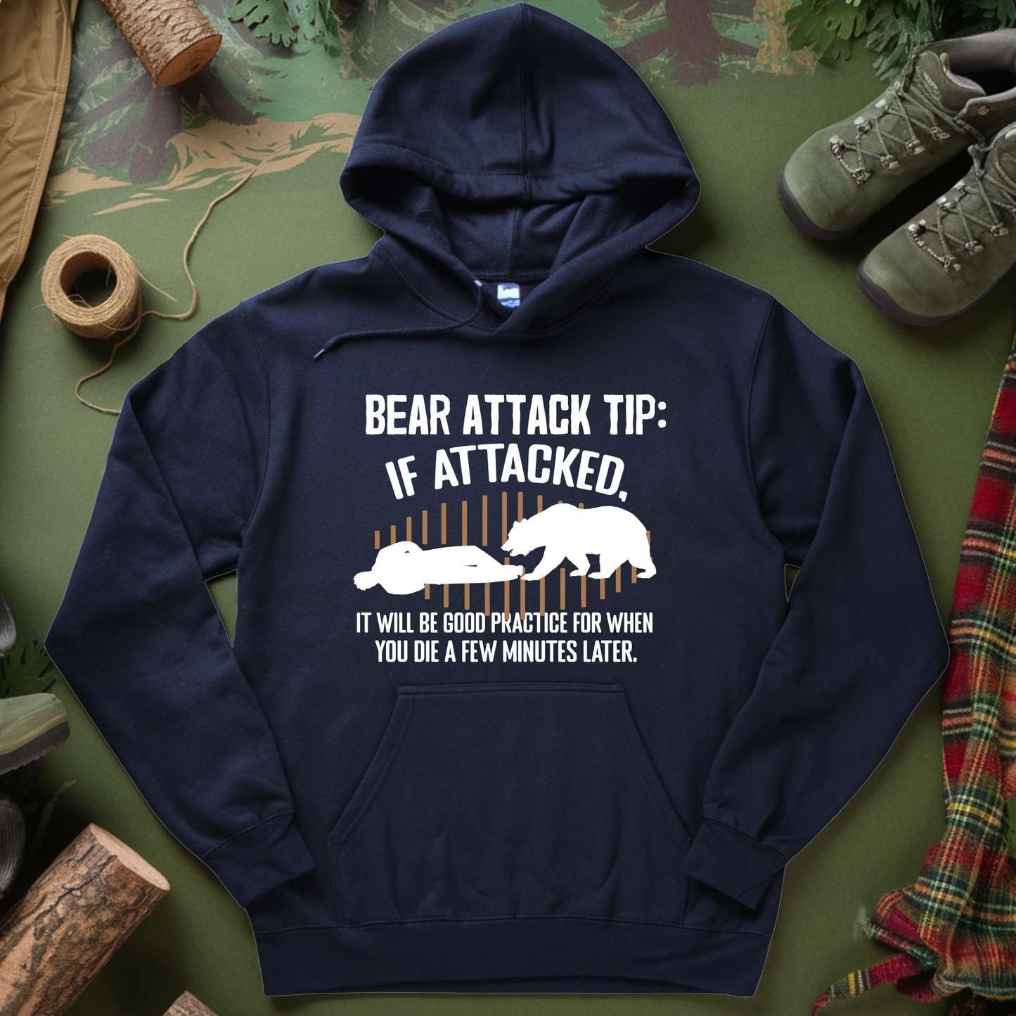 Bear Attack Tip Hooded Sweatshirt - Cozy and Unique Wildlife Design