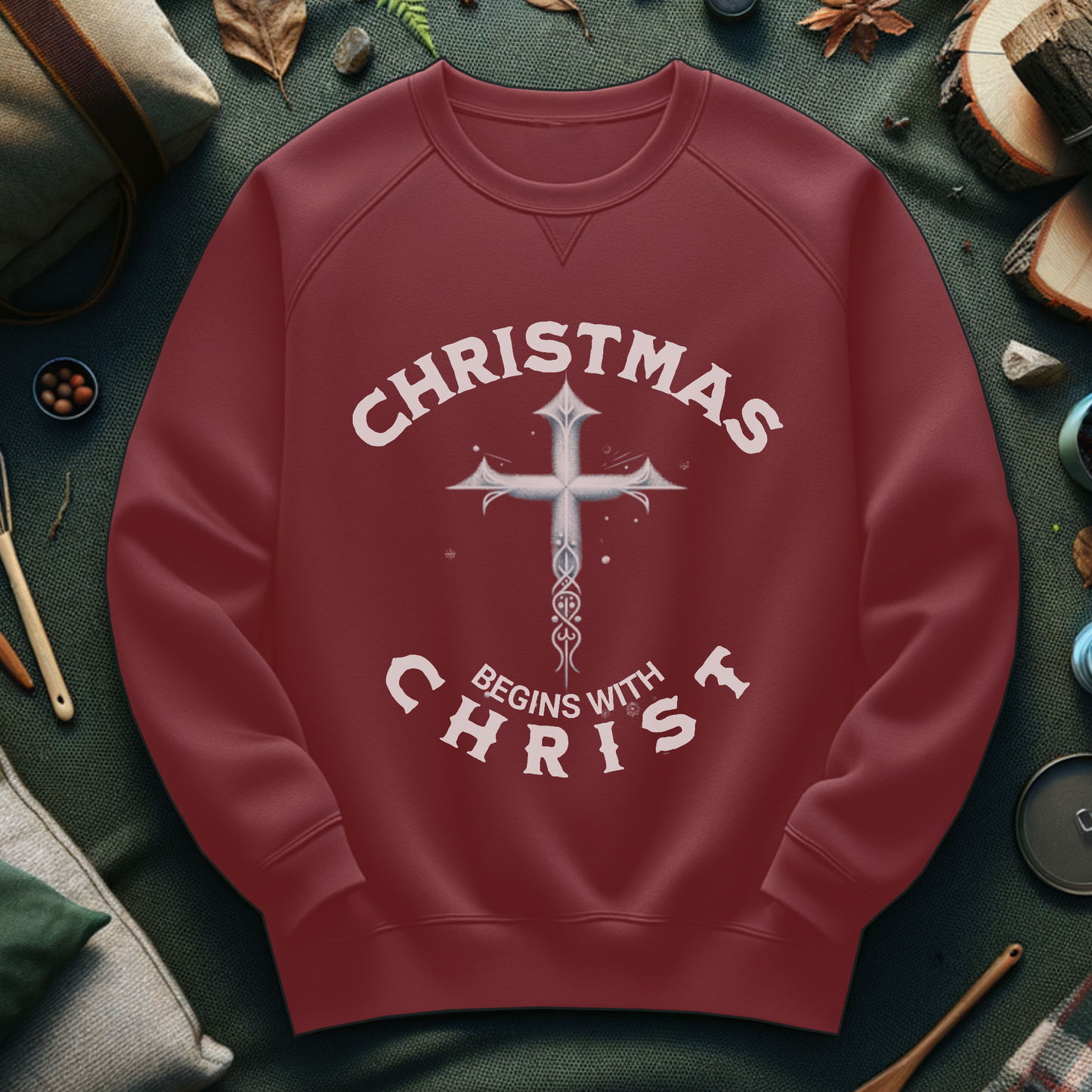 Christmas Begins With Christ Sweatshirt