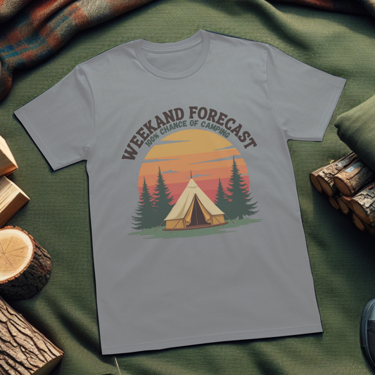 Weekend Forecast Camping T-Shirt – Funny Graphic Tee for Outdoor Lovers