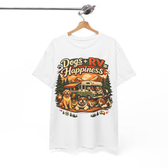 Dogs + RV Happiness Graphic Tee — Camping T‑Shirt for Dog Lovers