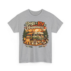 Dogs + RV Happiness Graphic Tee — Camping T‑Shirt for Dog Lovers