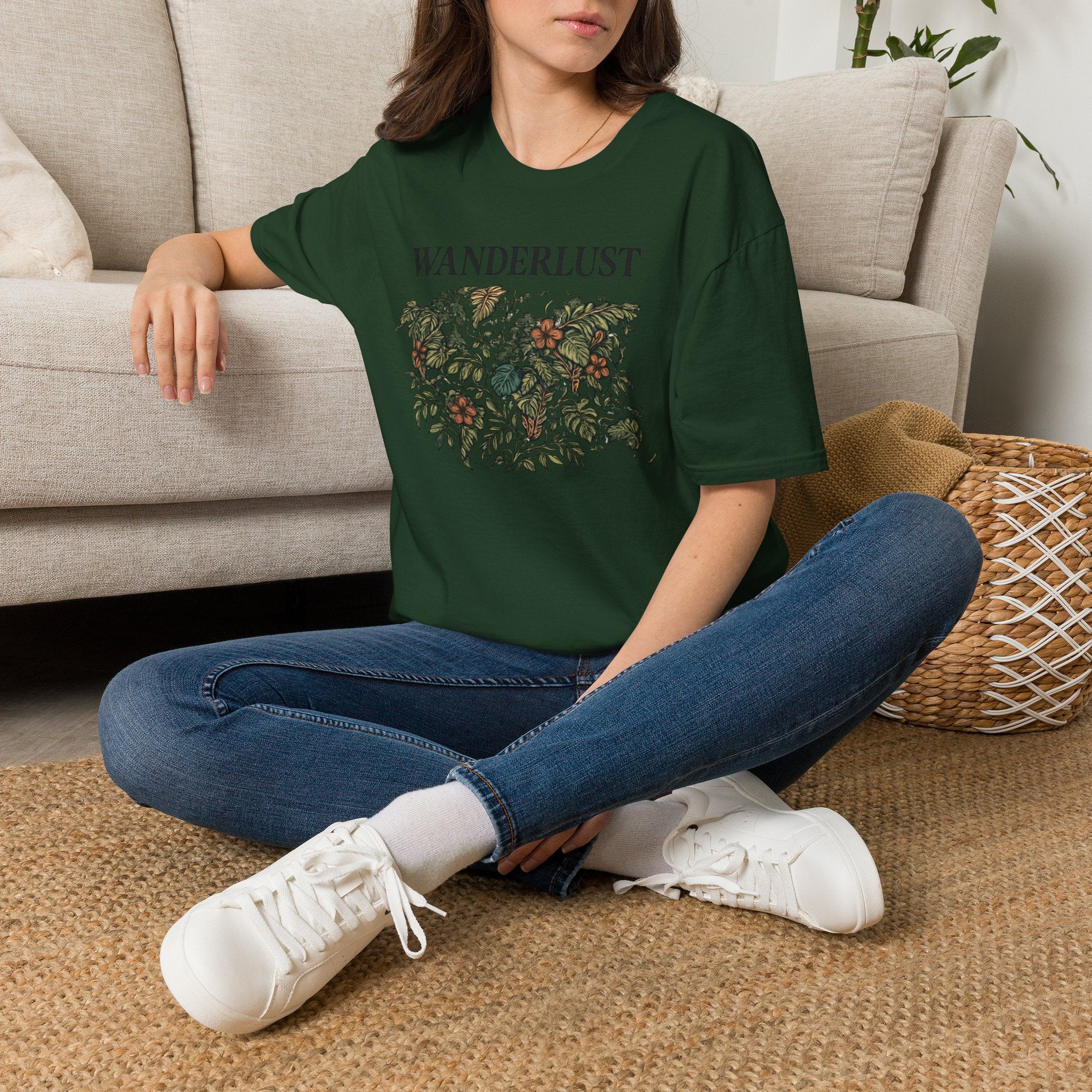 Lush Tropical Floral Scene T-Shirt