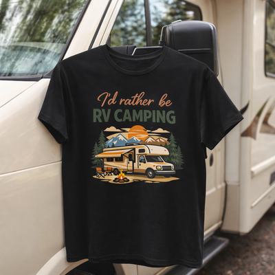 I'd Rather Be RV Camping T-Shirt — Retro Camper Graphic Tee for RV Lovers
