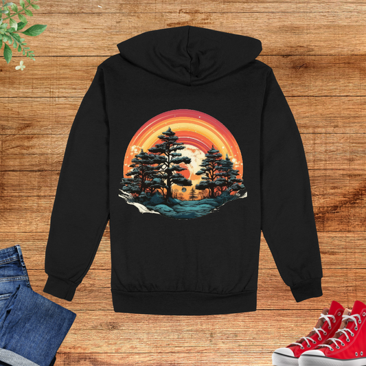 Retro Forest Sunset Hoodie