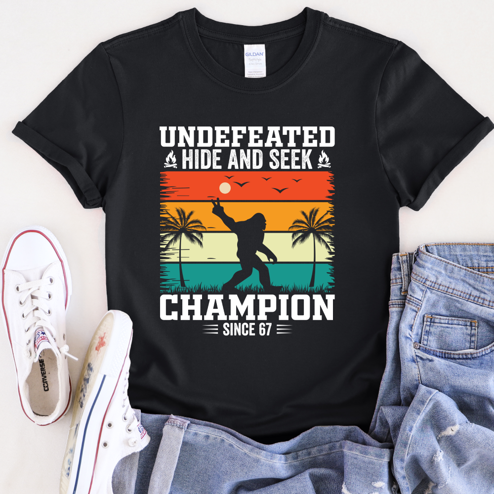 Funny Big Foot Hide and Seek Champion T-Shirt