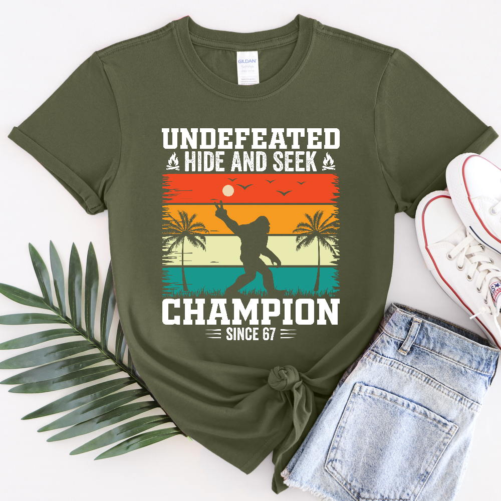 Funny Big Foot Hide and Seek Champion T-Shirt