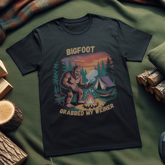 Bigfoot Camping Unisex T-Shirt – Funny Sasquatch Tee for Nature Lovers & Outdoor Enthusiasts