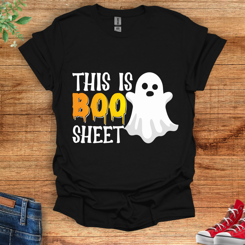 Funny Halloween T-Shirt: This Is Boo Sheet