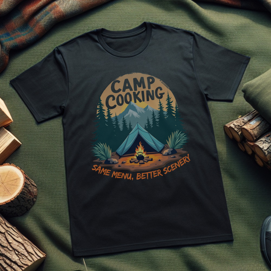 Camp Cooking Unisex T-Shirt – Outdoor Adventure Tee for Nature Enthusiasts & Campfire Chefs
