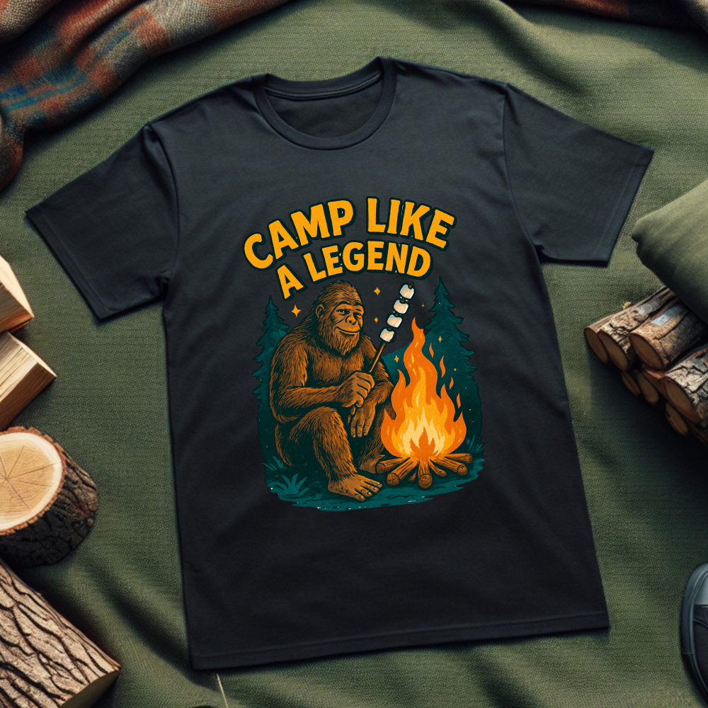 Camp Legend Unisex T-Shirt – Funny Outdoor Adventure Tee for Nature Enthusiasts & Campers