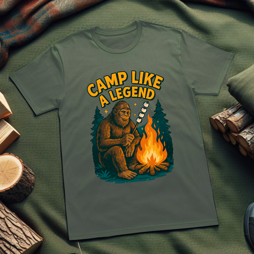 Camp Legend Unisex T-Shirt – Funny Outdoor Adventure Tee for Nature Enthusiasts & Campers