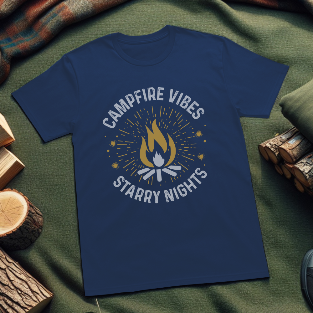 Campfire Vibes Unisex T-Shirt – Cozy Outdoor Tee for Nature Lovers & Starry Nights