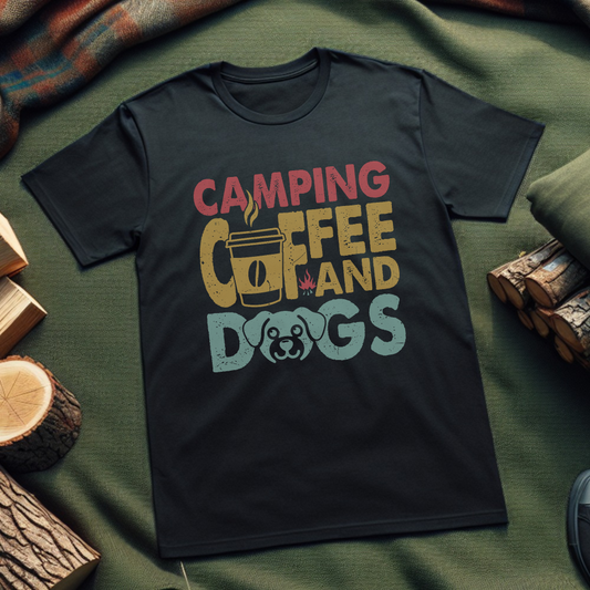 Camping Coffee Dogs T-Shirt – Funny Unisex Tee for Outdoor Enthusiasts