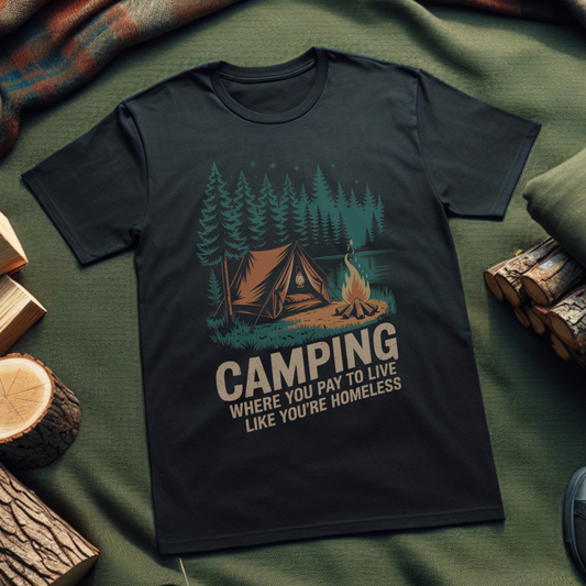 Funny Camping Humor Unisex T-Shirt – Outdoor Adventure Tee for Hikers & Nature Lovers