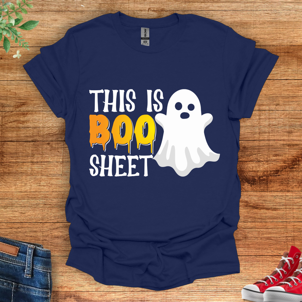 Funny Halloween T-Shirt: This Is Boo Sheet